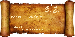 Berky Elemér névjegykártya